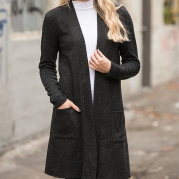 Zenana Outfitters Sweaters - Zenana Outfitters Black Brushed Open Cardigan